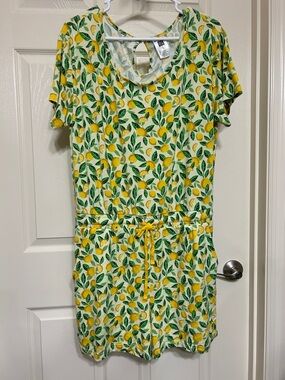 Alex's Lemonade Stand Lemon Print Romper Size M Drawstring Waist Mothers Day